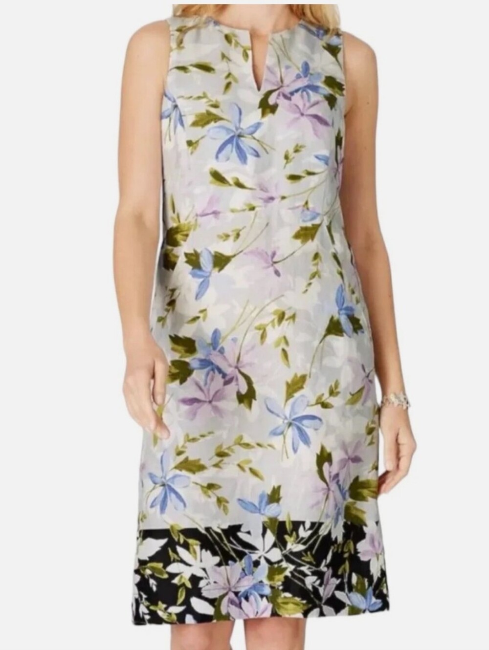LOVE LINEN J.JILL 100% LINEN FLORAL SHIFT DRESS SIZE M